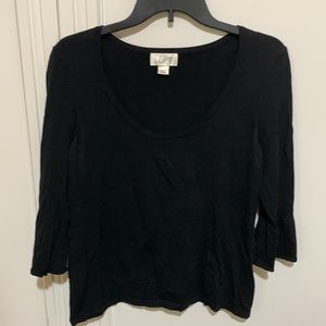 Loft  3/4 sleeve black top